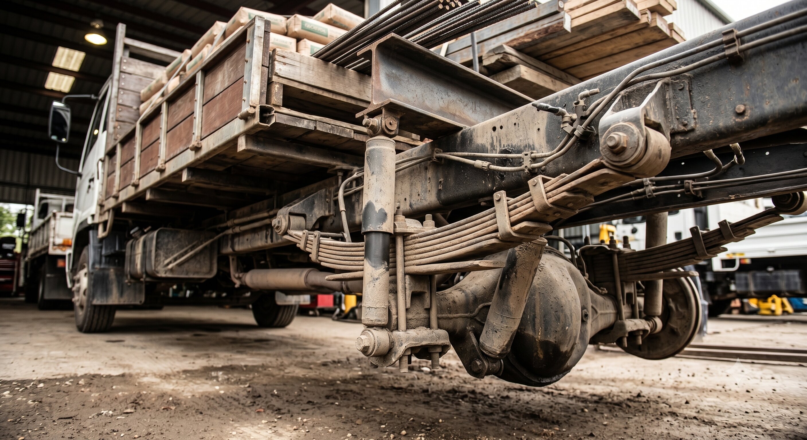 Load-Bearing Suspension - Heavy truck leaf springs and axle